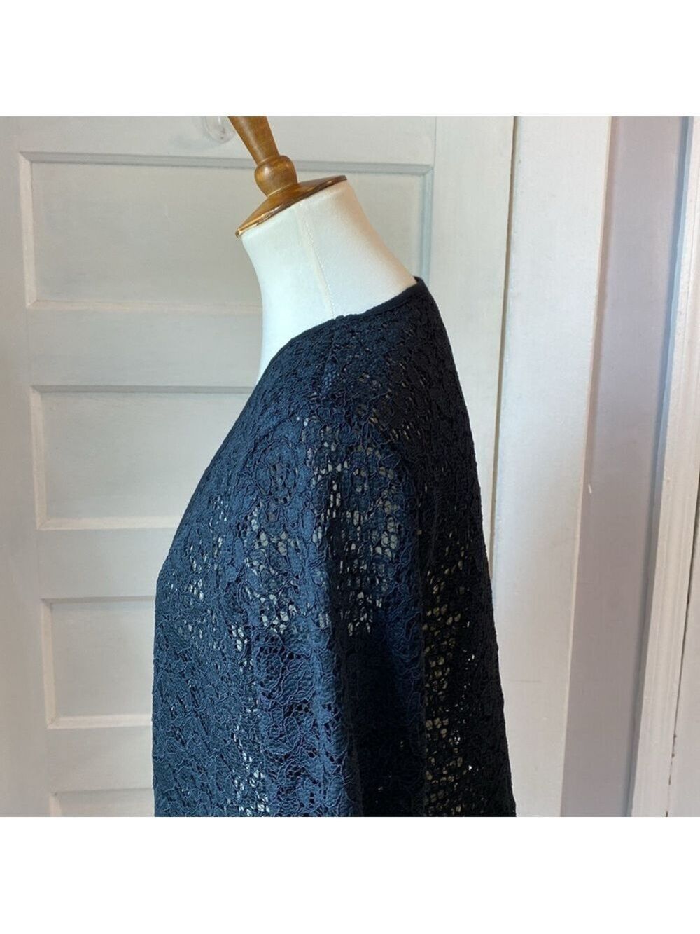 Alfani Semi-sheer Lace Two Layer Black Cardigan, Size S - Picture 10 of 12